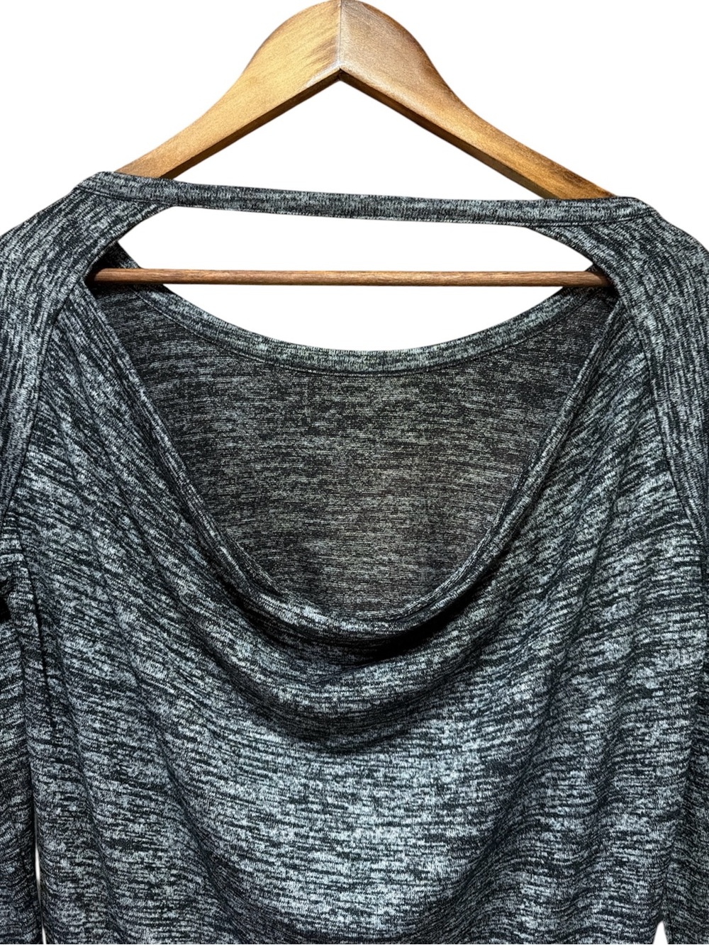 Rag & Bone Gray Black Marled Draped Back Long Sleeve Top Oversized Open Back - Picture 5 of 7